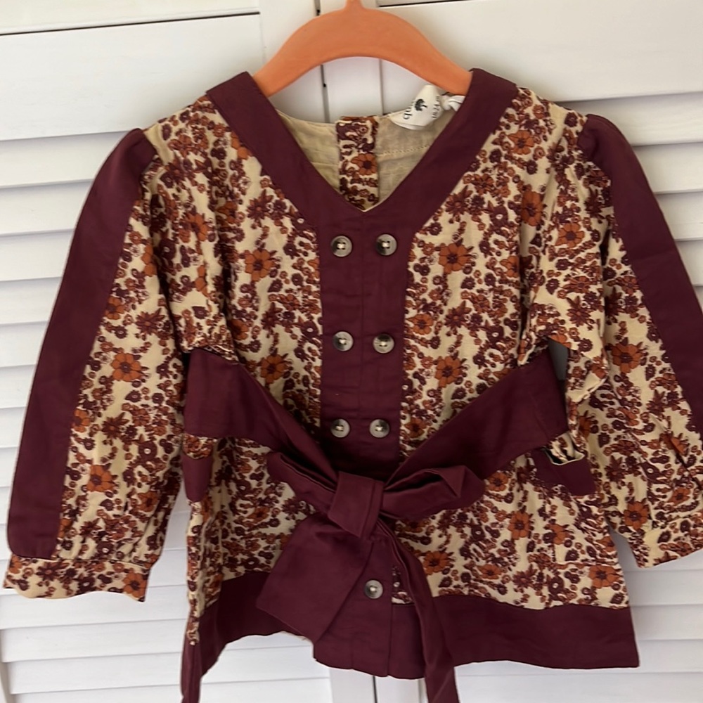 NWT Kate Quinn Long Sleeve Peasant Top in Fall Ditsy Floral 18-24 mos